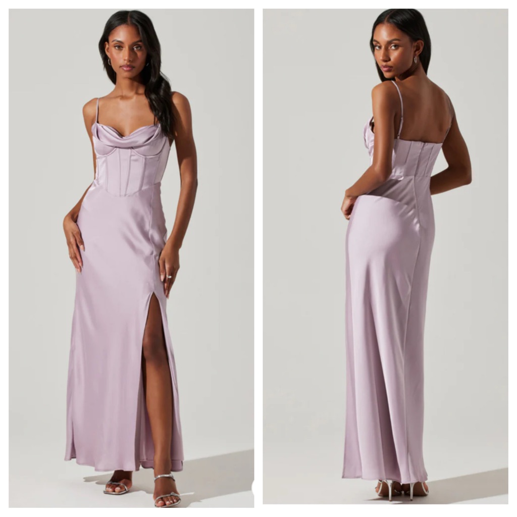 Astr The Label Cannes Satin Bustier Purple Maxi Dress Anthropologie Size M Nwot